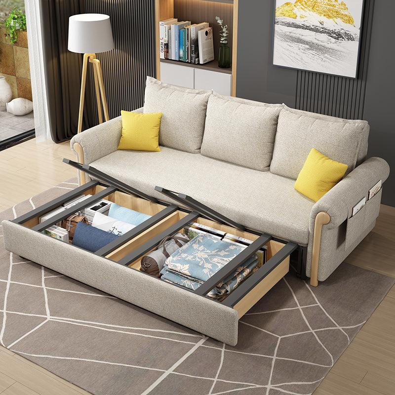 Braylene Two Seater Sofa Bed, Linen - Miola