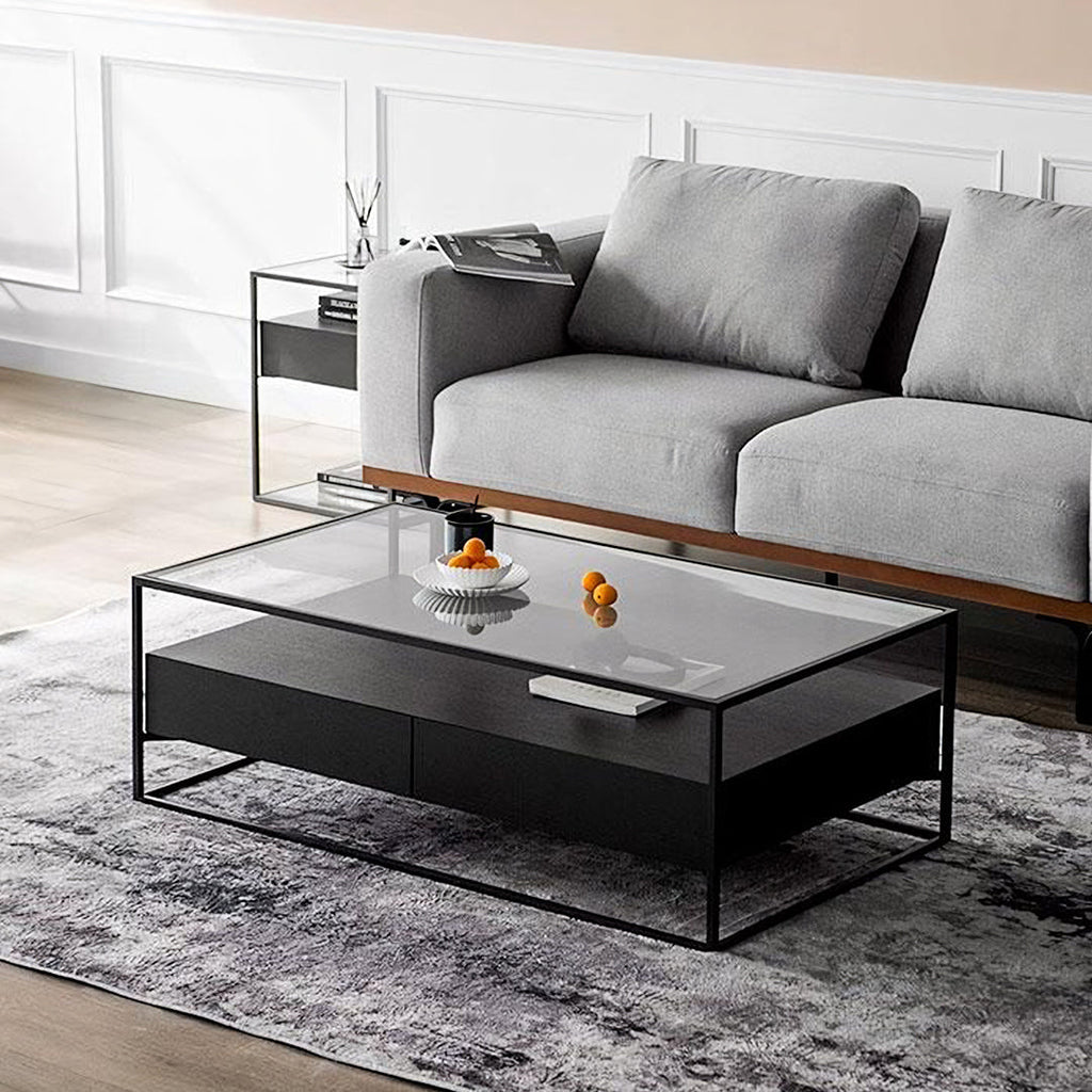 Sanderson Rectangle Coffee Table With Storage, Black - Miola