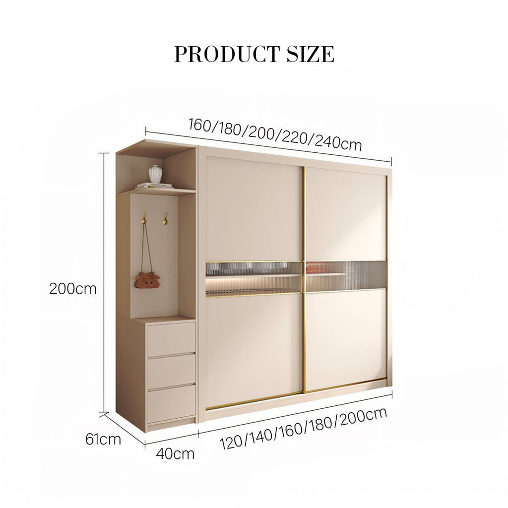 Jansen Sliding Door Wardrobe, Cream - Miola