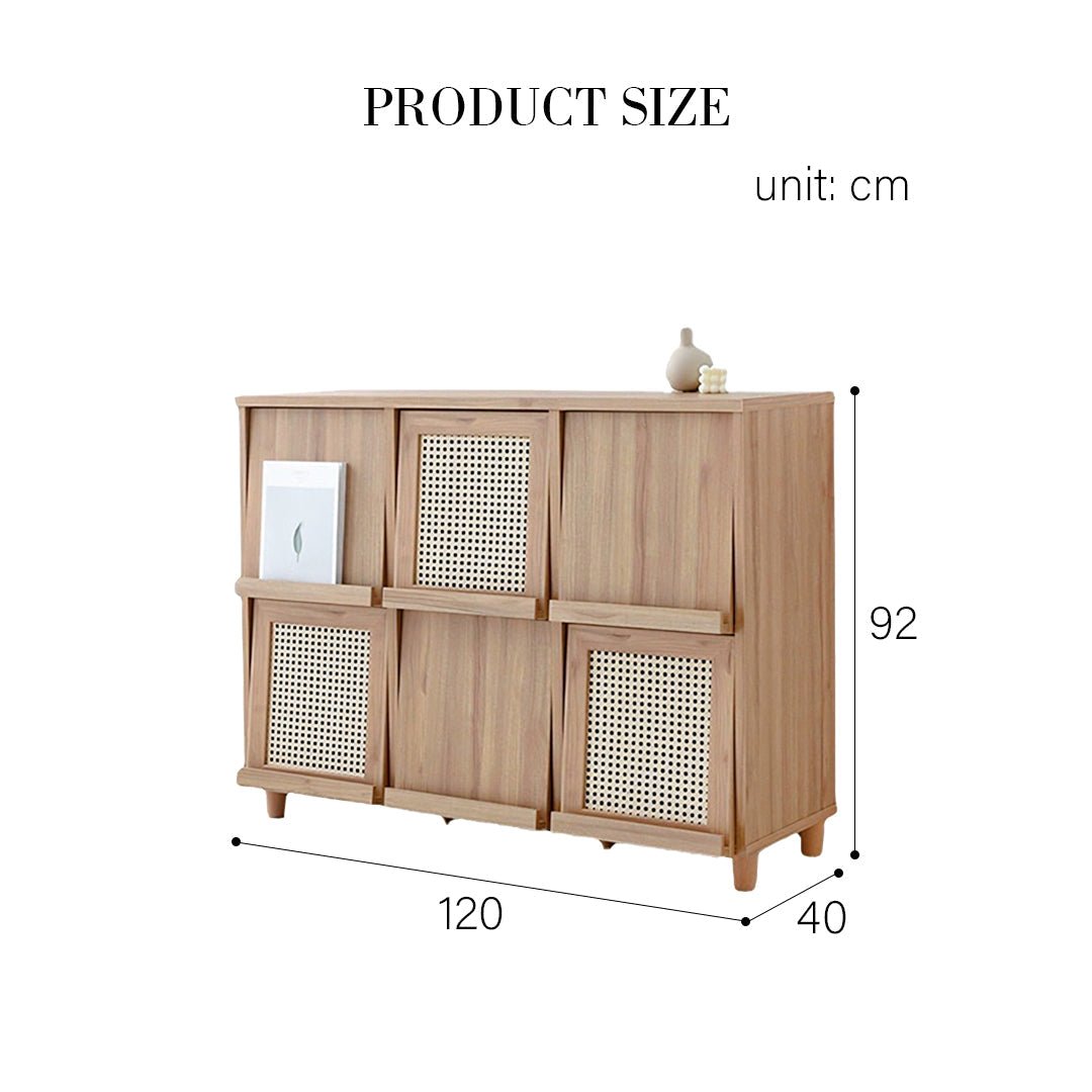 Iskandar Sideboard With Magazine Rack, Solid Wood & Rattan， Storage - Miola