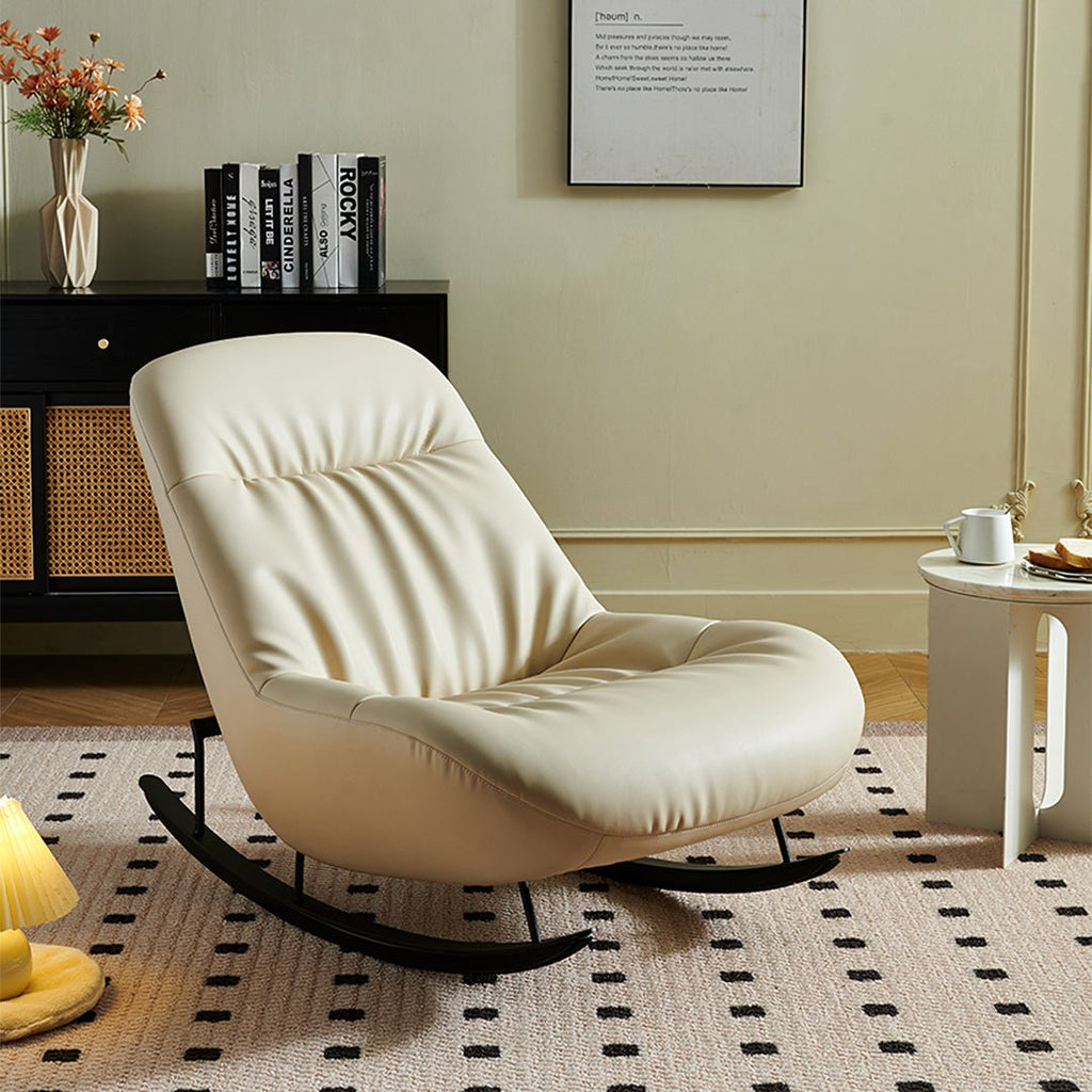 Lutz Rocking Chair With Footstool, Leather - Miola