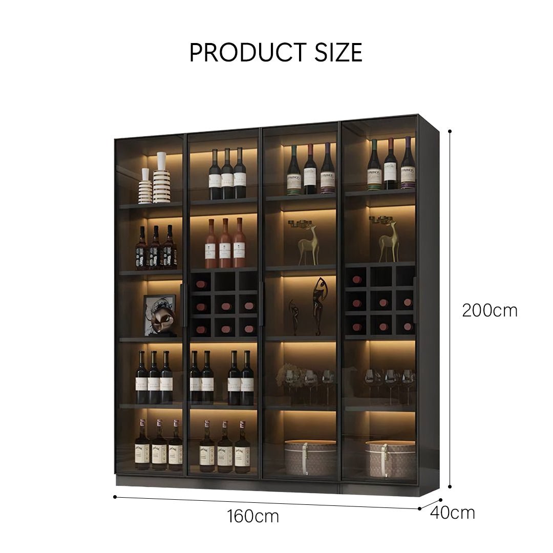 Hampshire I Wine Cabinet, Wine Storage With Glass Doors & Lights - Miola