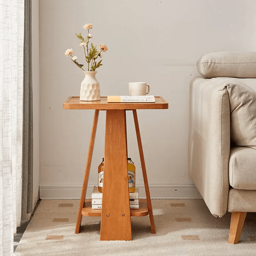 Eva Dne Side Table With Storage, Solid Wood - Miola
