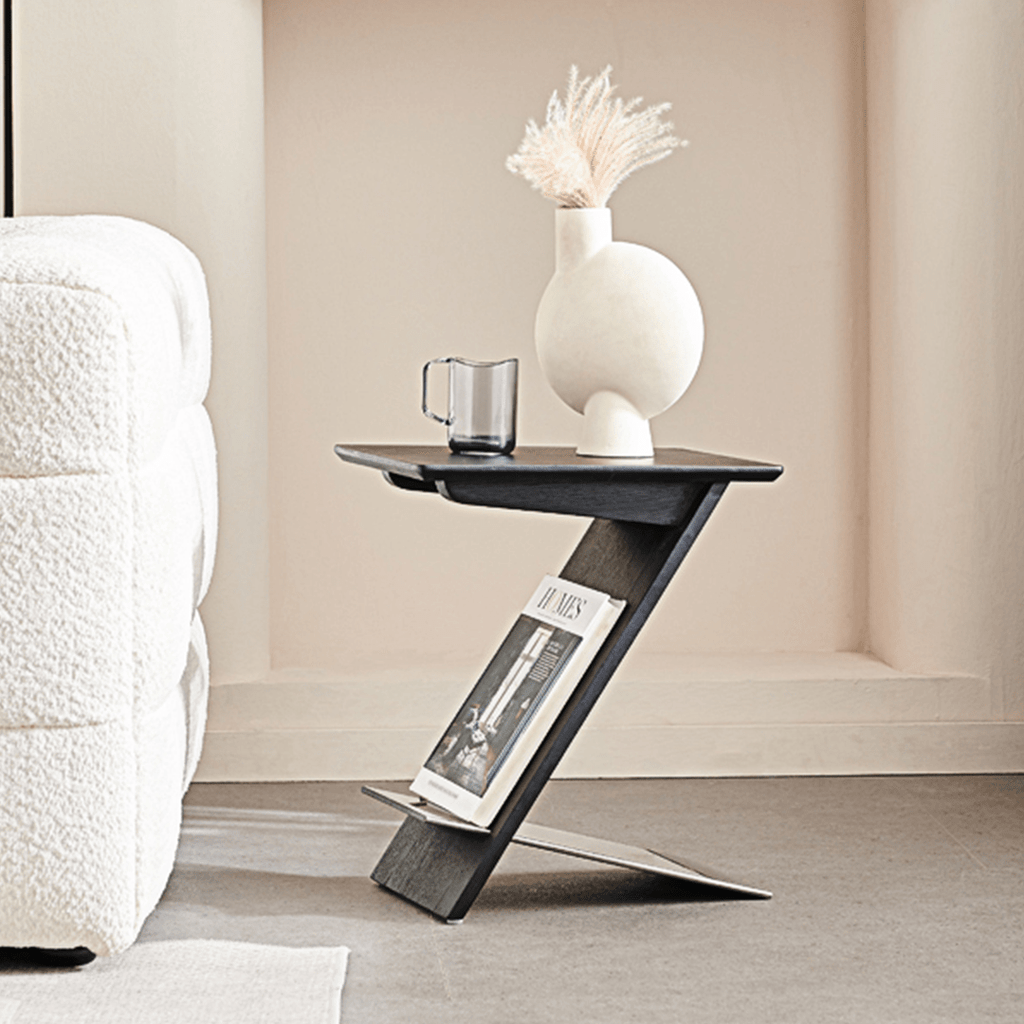 Adrian Side Table With Magazine Rack, Solid Wood - Miola