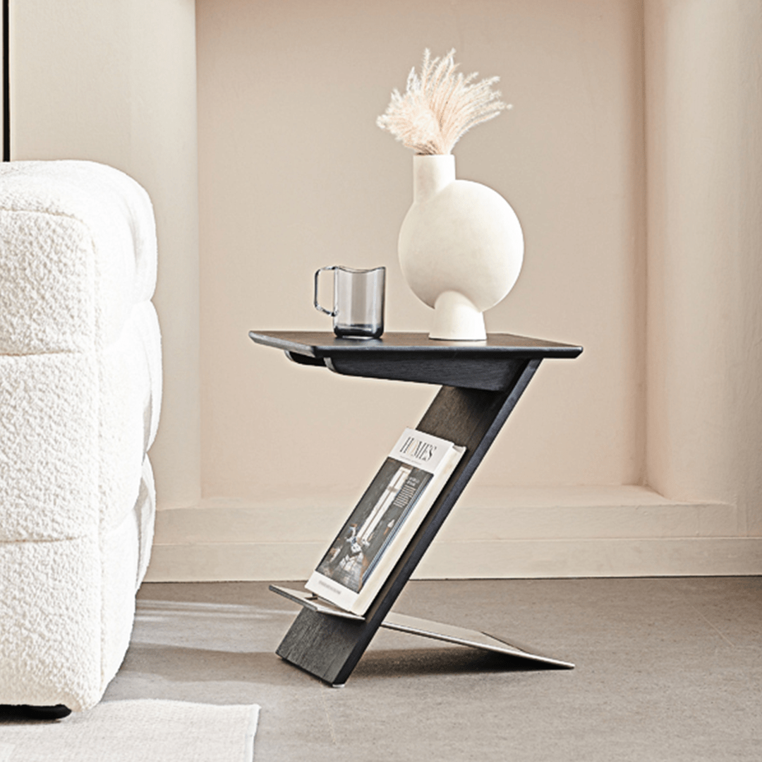 Adrian Side Table With Magazine Rack, Solid Wood - Miola