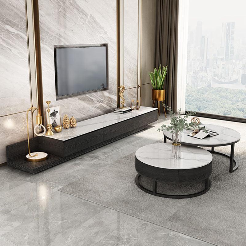 Gibs Nesting Coffee Table With TV Stand Set, Sintered Stone - Miola