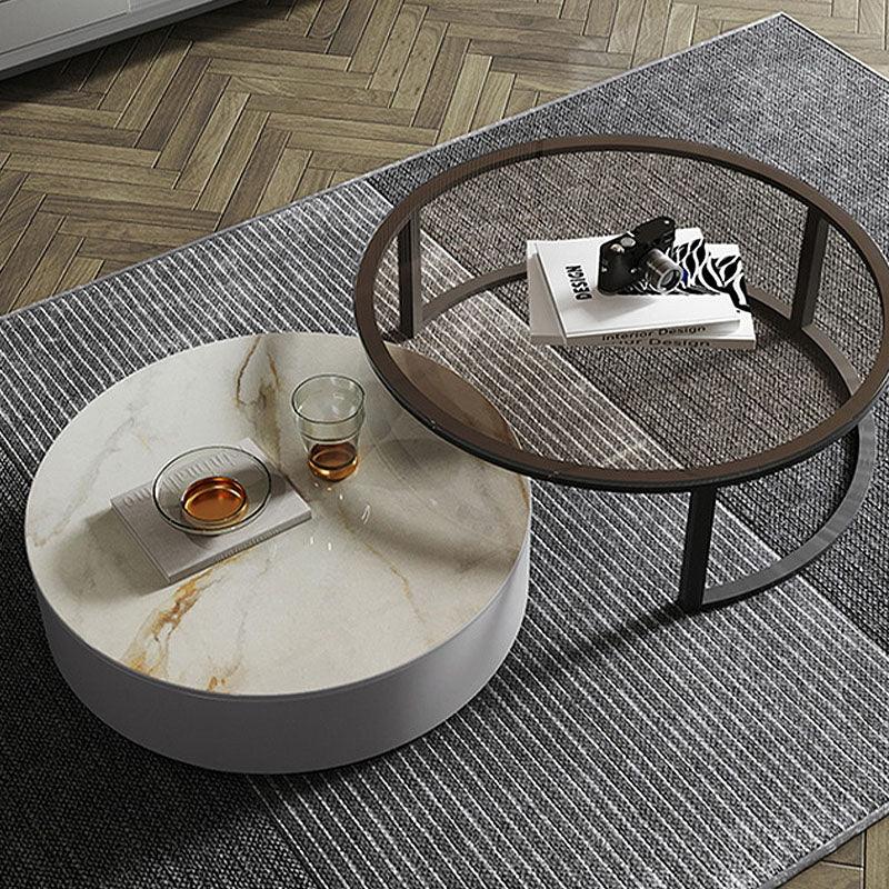 CHI Morden Round Nesting Coffee Table With TV Stand, Black Leg - Miola