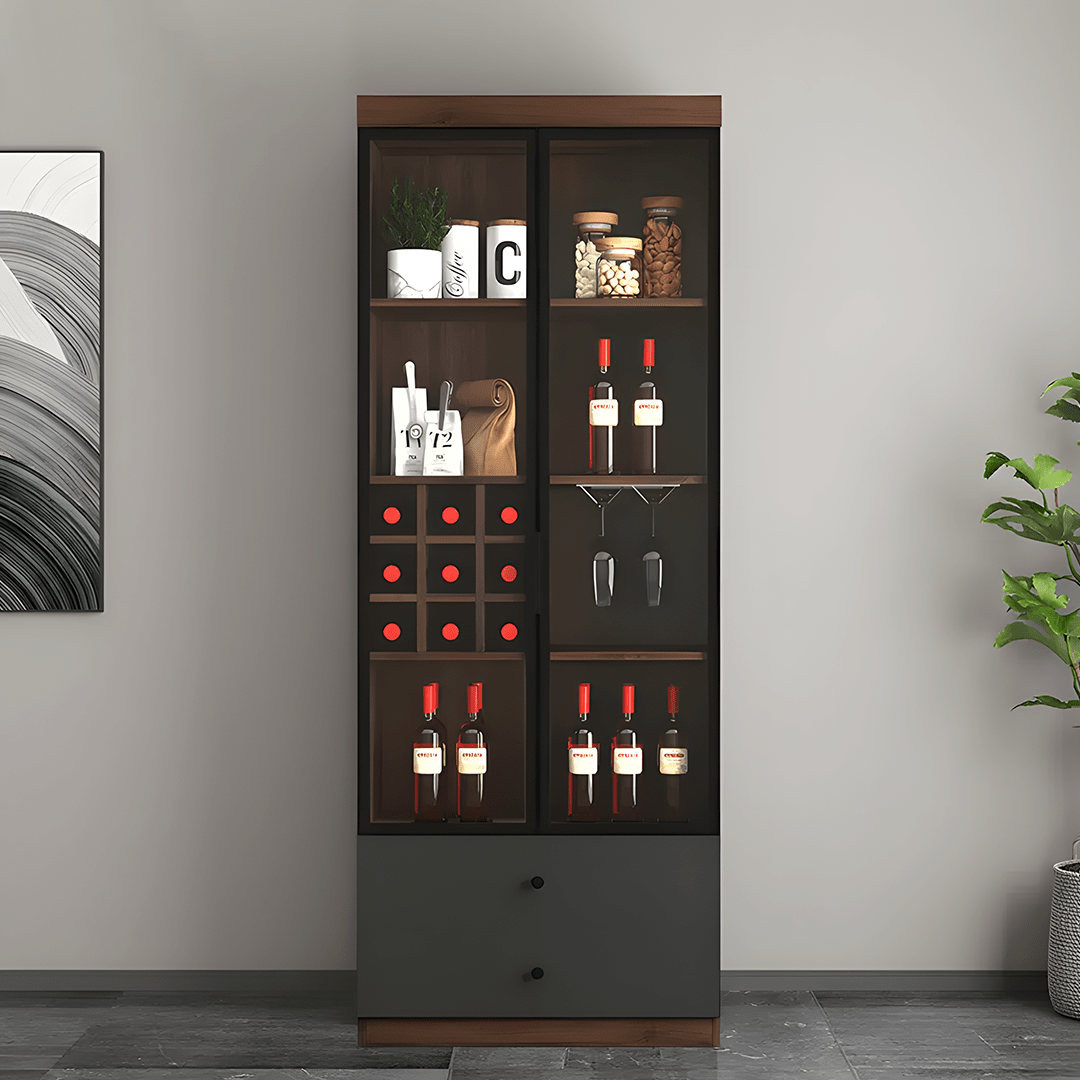 Silen Cocktail Drinks Cabinet, Drink Cabinet, Wine Cabinet, Wood & Glass - Miola