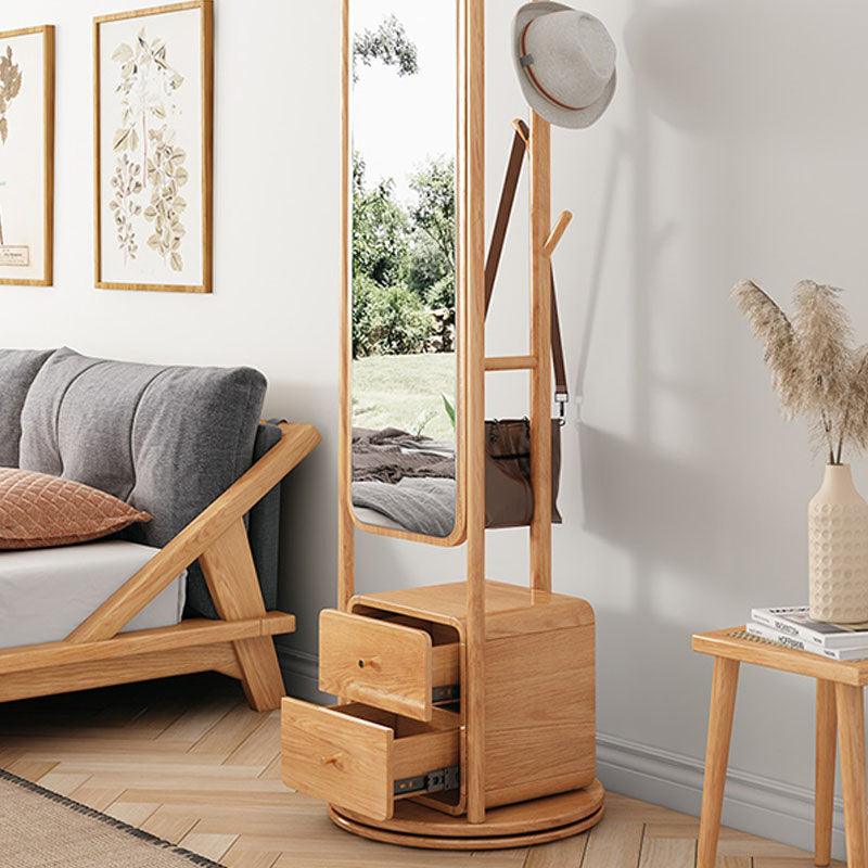 Rotatable Coat Rack, Wardrobe, Storage Rattan Oak - Miola