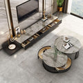 Gibs Extendable TV Stand, Sintered Stone And Black Wood - Miola