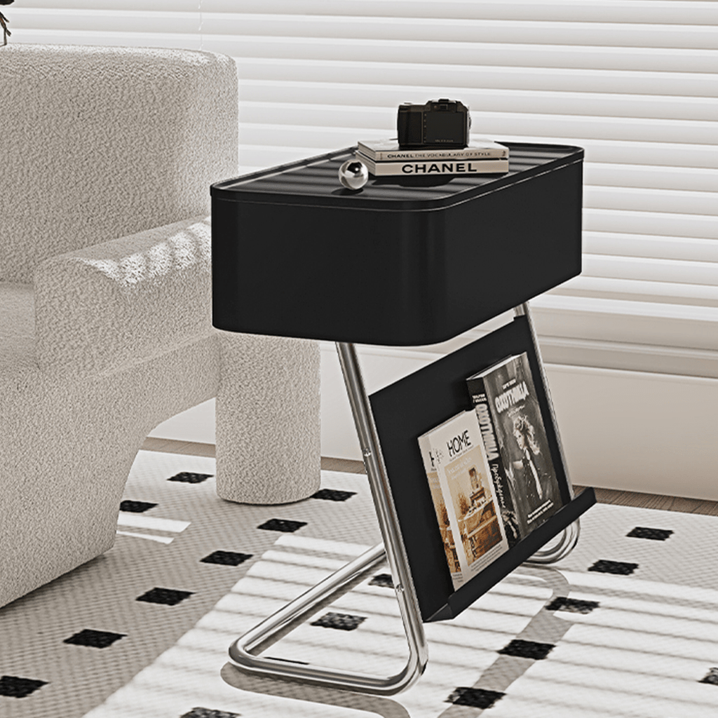 Nikolas Side Table With Storage, Black - Miola