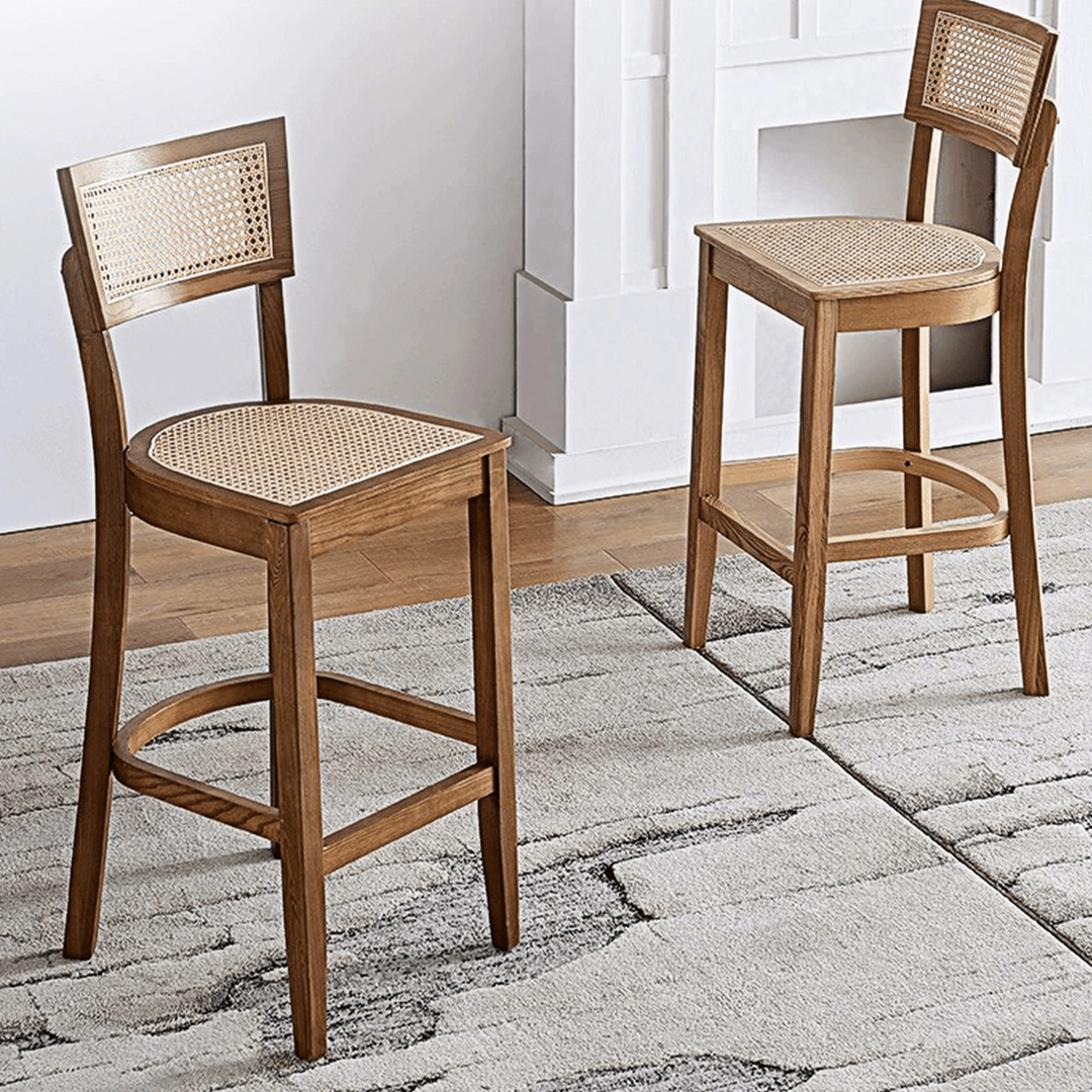 Rico Bar Chair, Rattan & Solid Wood - Miola
