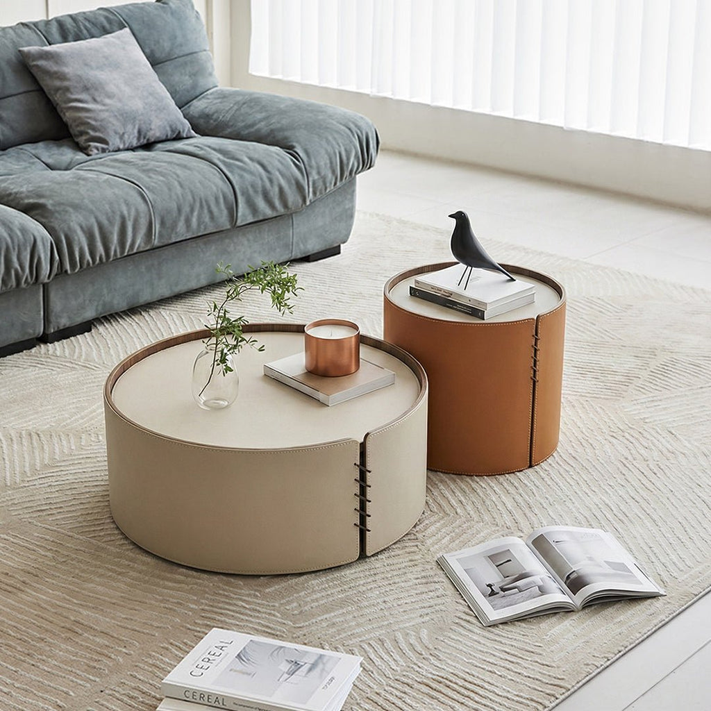 Rossi Nesting Coffee Table, Light Grey & Orange - Miola