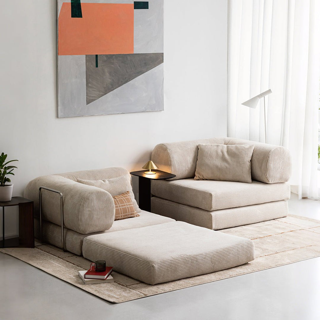 Bacardi Foldable Lazy Sofa Bed For Lounging, Corduroy - Miola