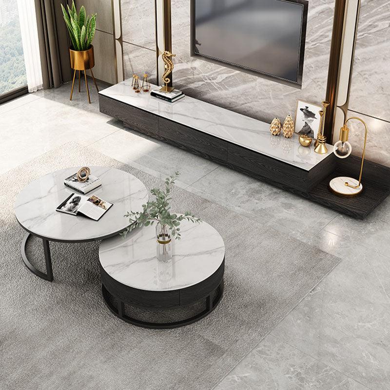 Gibs Nesting Coffee Table With TV Stand Set, Sintered Stone - Miola