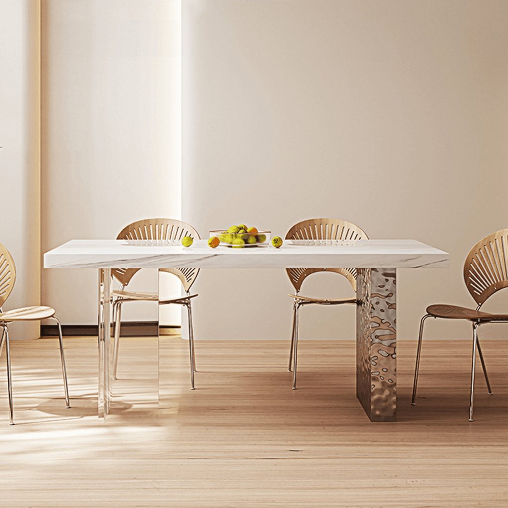 Madison Dining Table, White Sintered Stone & Acrylic - Miola