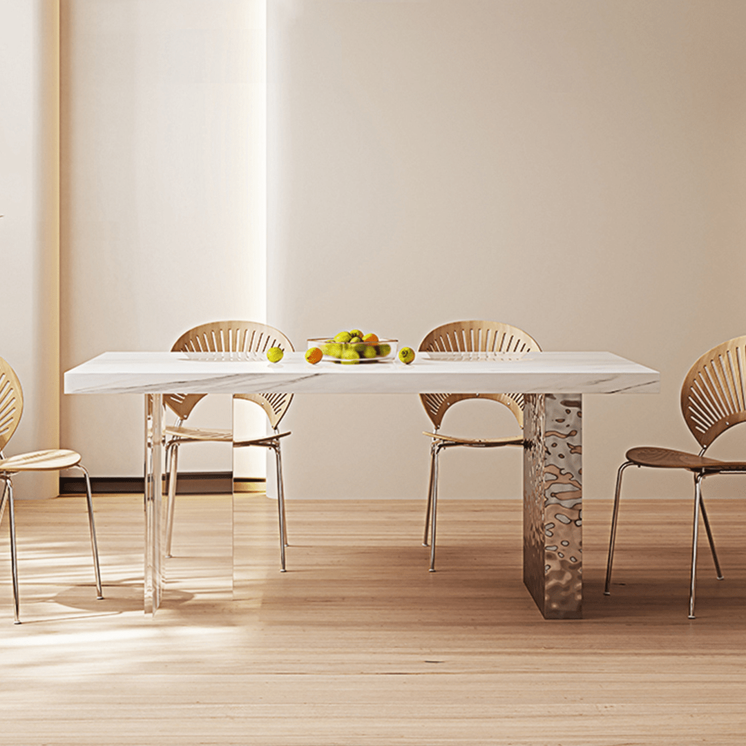 Madison Dining Table, White Sintered Stone & Acrylic - Miola