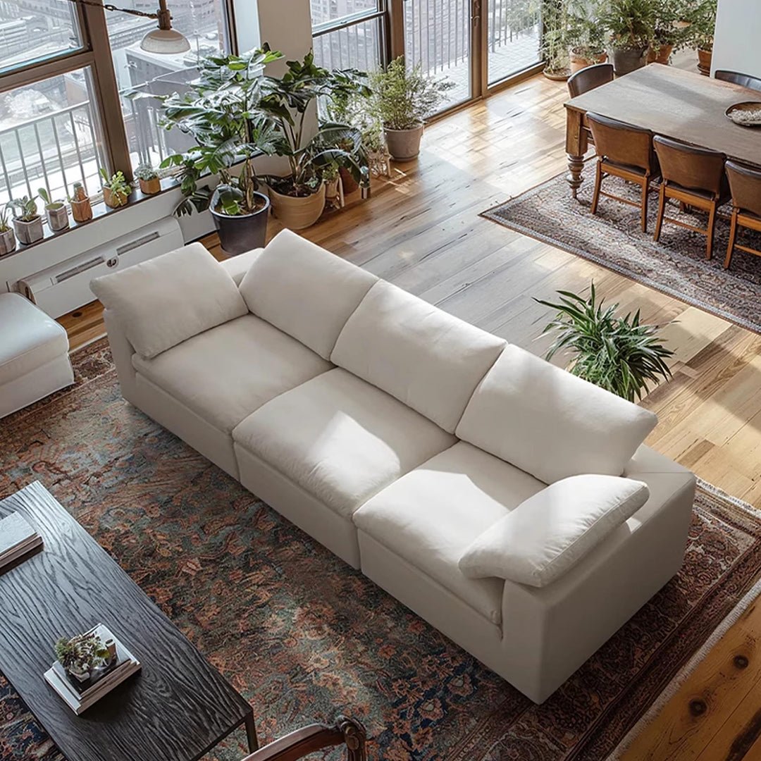Farid Two Seater, Three Seater Sofa, Modular Sofa, White Linen - Miola