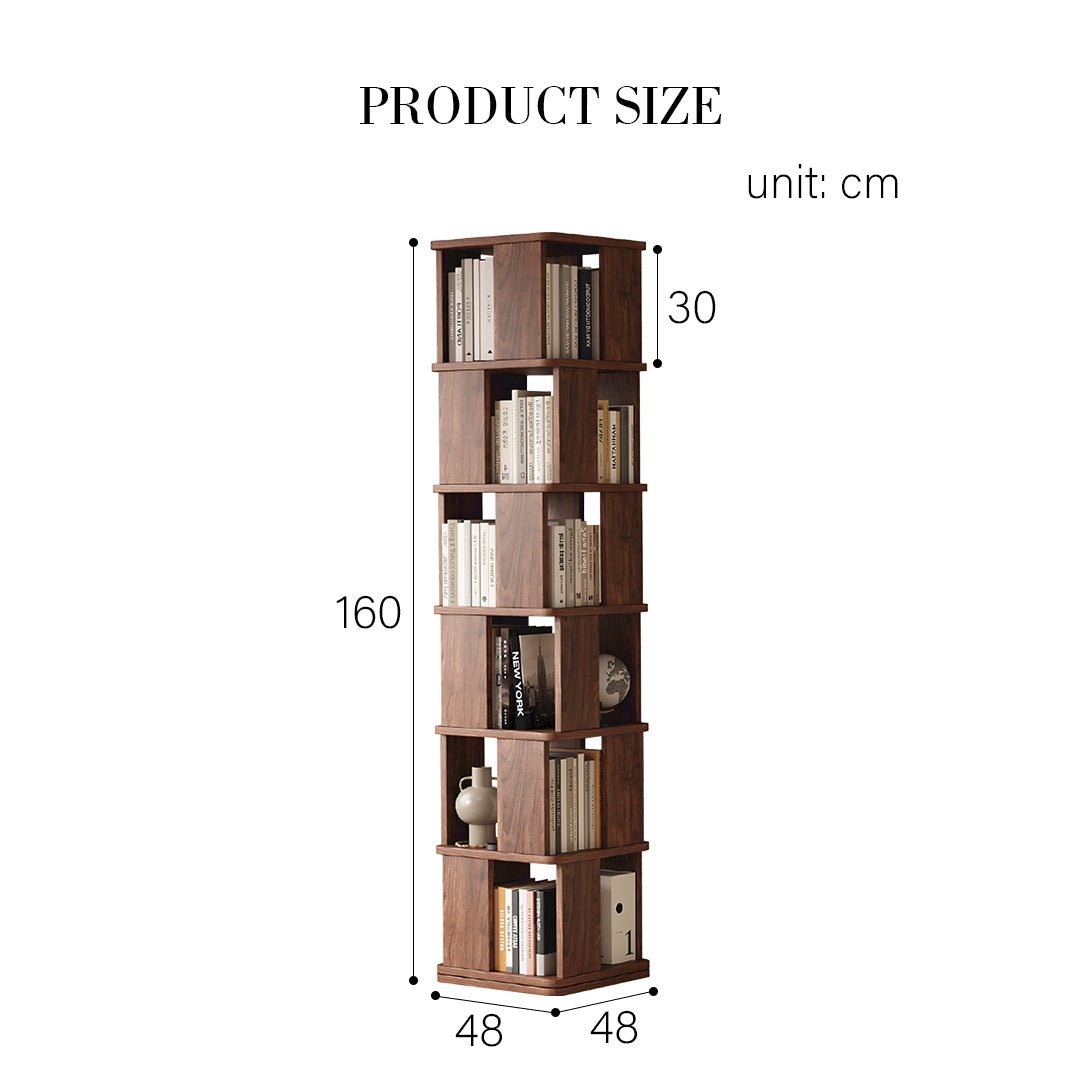 Vasiliev Rotating Bookshelf, Freestanding Shelving Unit, Solid Wood - Miola