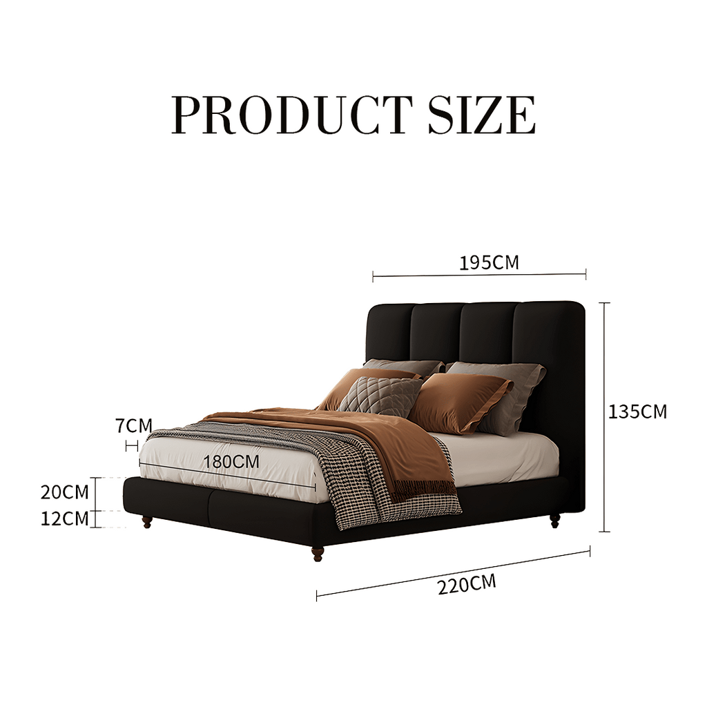Lysander Double Bed, King Size Bed, Black - Miola