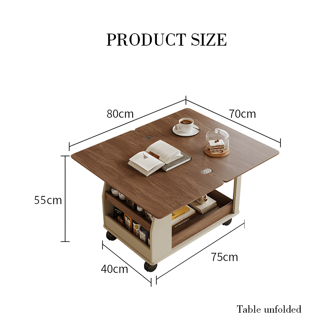 Ruiz Small Coffee table, Lift Up Coffee Table With Storage & Casters - Miola