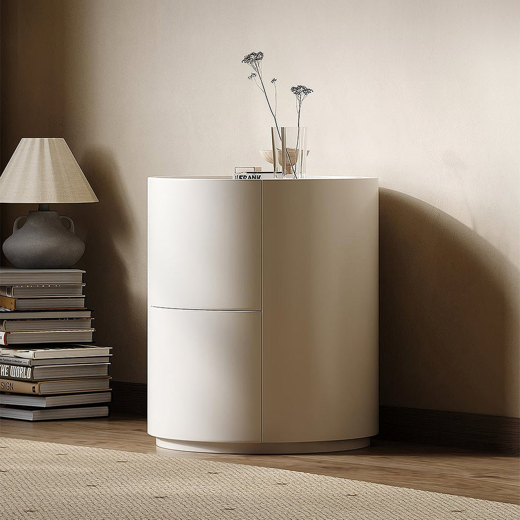 Farooq Round Bedside Table, White - Miola