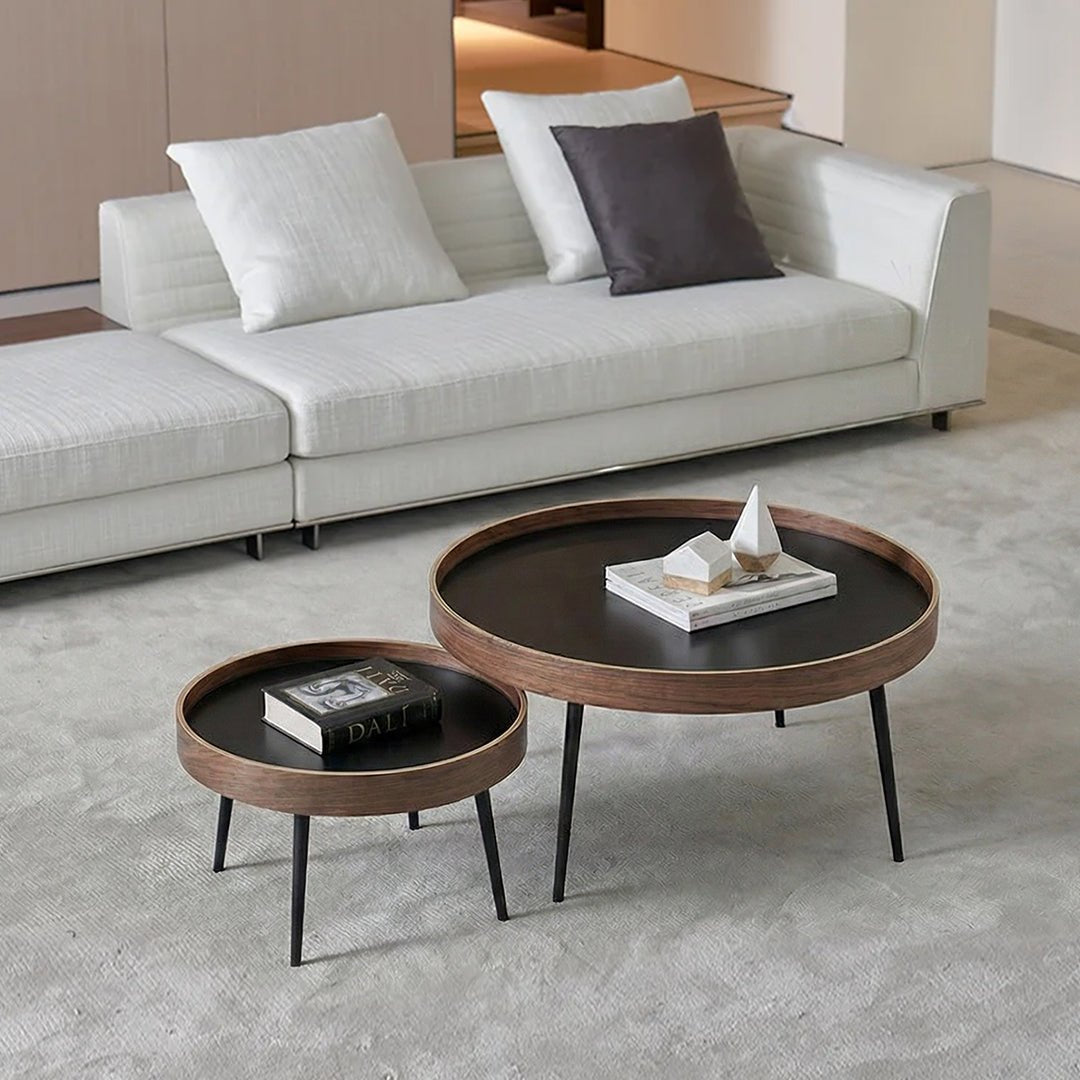 C163 Nesting Coffee Table Set, Oak & Black - Miola