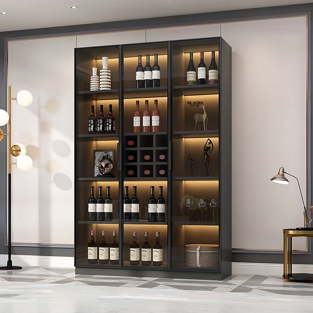 Hampshire I Wine Cabinet, Wine Storage With Glass Doors & Lights - Miola