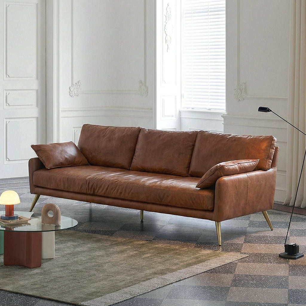 Luna Three Seaters Sofa, Three Seater Corner Sofa, Real Leather - Miola