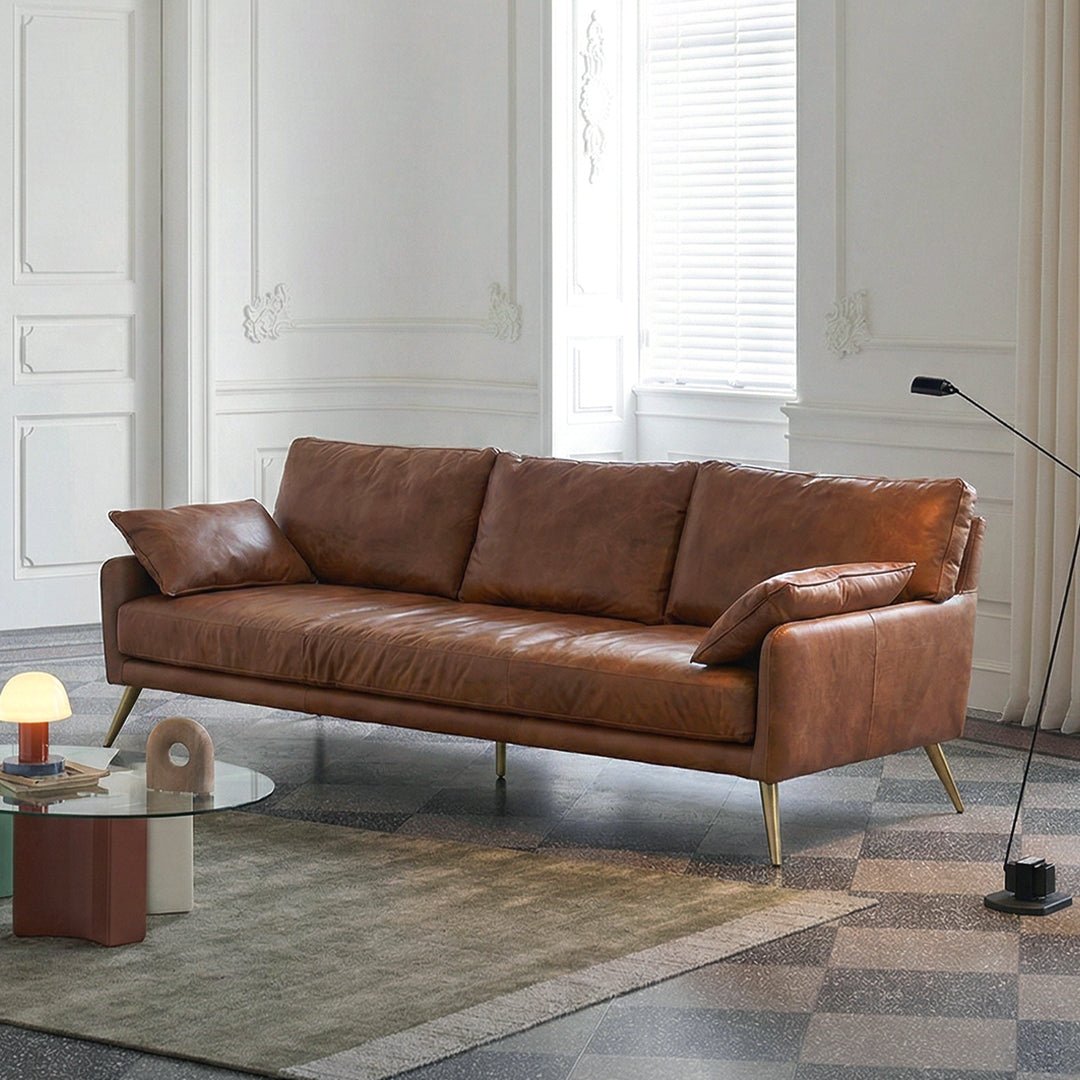 Luna Three Seaters Sofa, Three Seater Corner Sofa, Real Leather - Miola