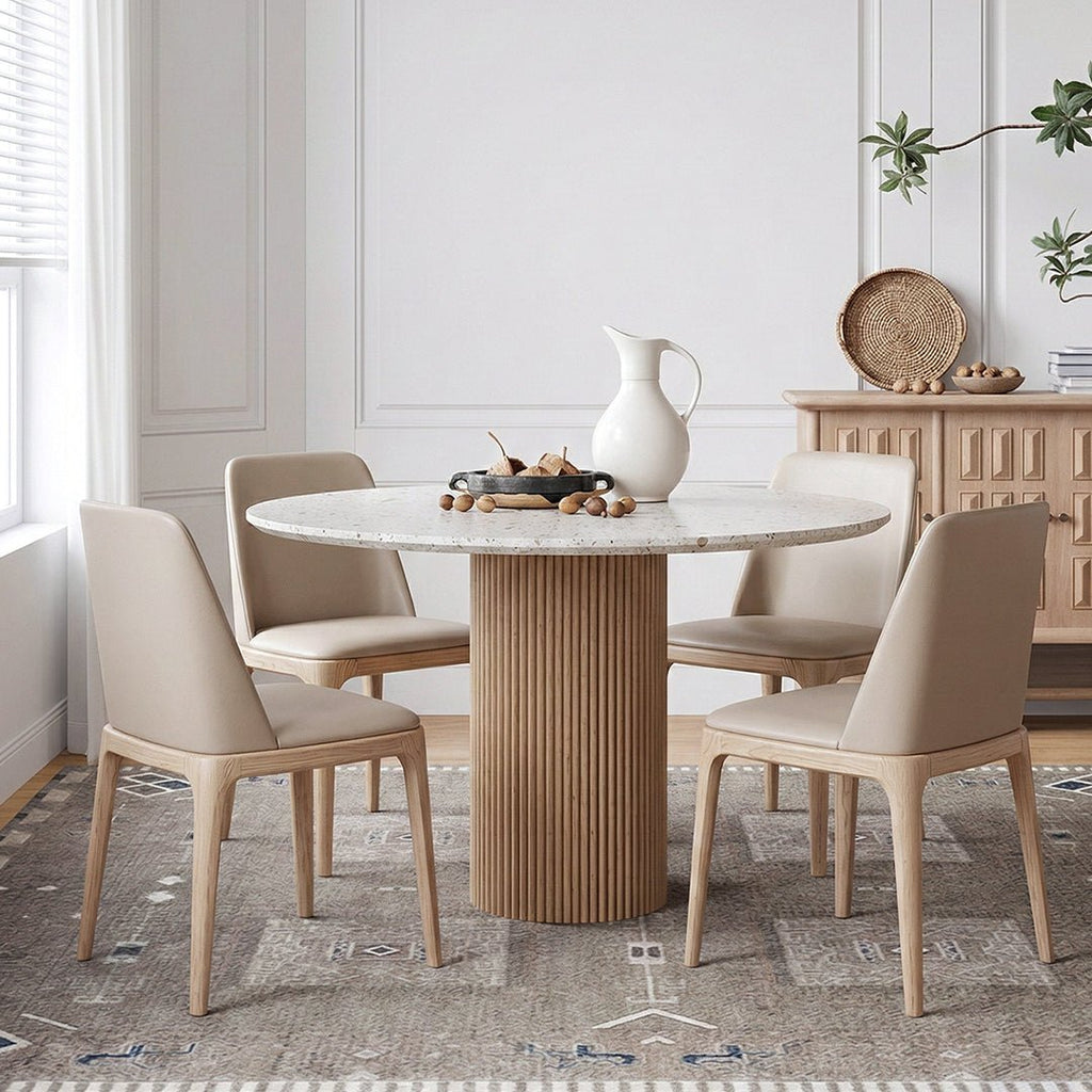 Sienna Round Dining Table, Premium Terrazzo And Wood Base - Miola