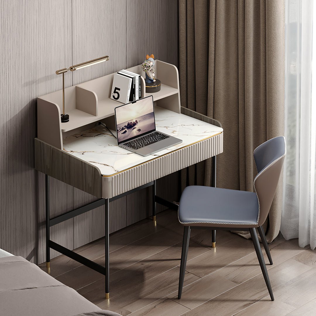 Mateo Office Desk With Drawers, With Shelves - Miola