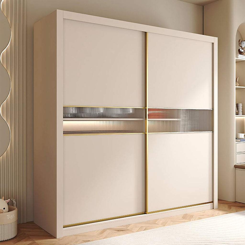 Jansen Sliding Door Wardrobe, Cream - Miola