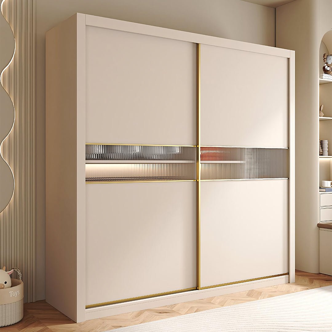 Jansen Sliding Door Wardrobe, Cream - Miola