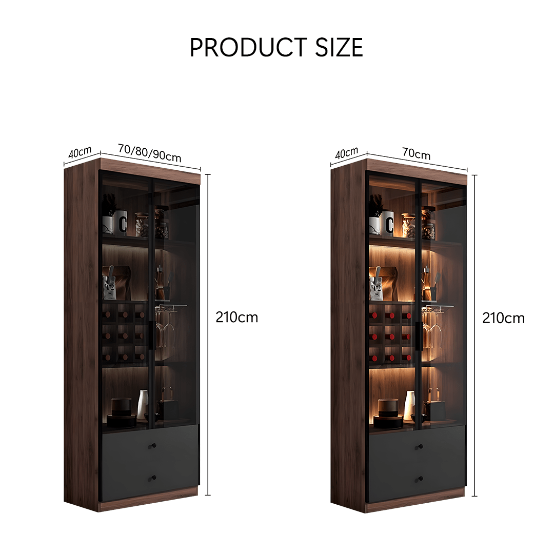 Silen Cocktail Drinks Cabinet, Drink Cabinet, Wine Cabinet, Wood & Glass - Miola