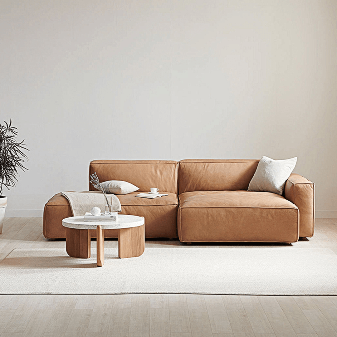 Lucian Four Seater Coner Sofa, Modular Sofa, Real Leather - Miola