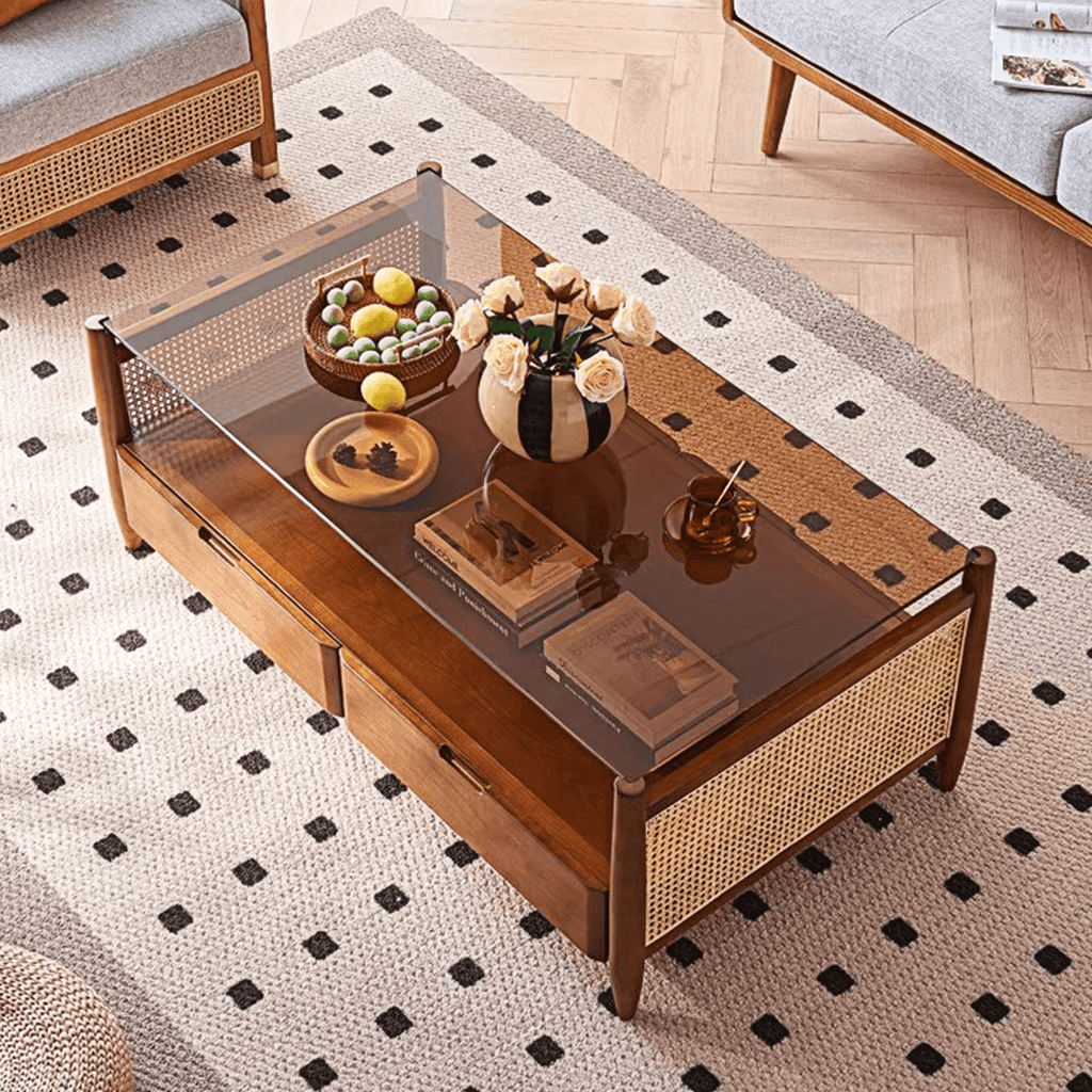 Pamela Wood Coffee Table, Rattan - Miola