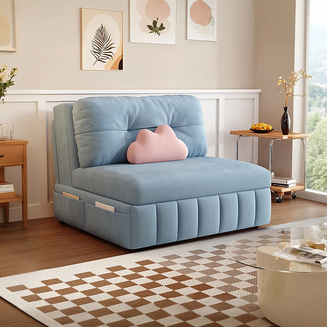 Mehta Single Seater Sofa Bed, Two Seater Sofa Bed, Blue - Miola