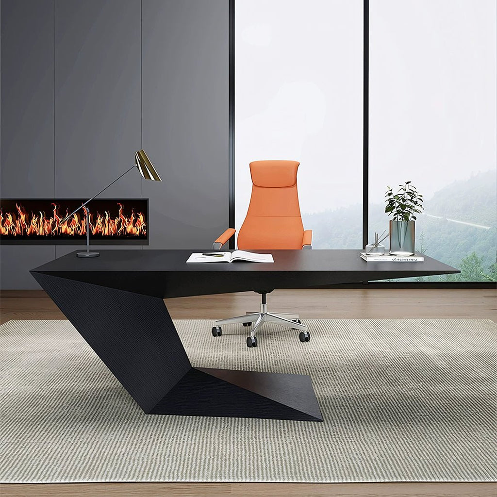 Kofi Modern Office Desk For Home, Black Wood - Miola