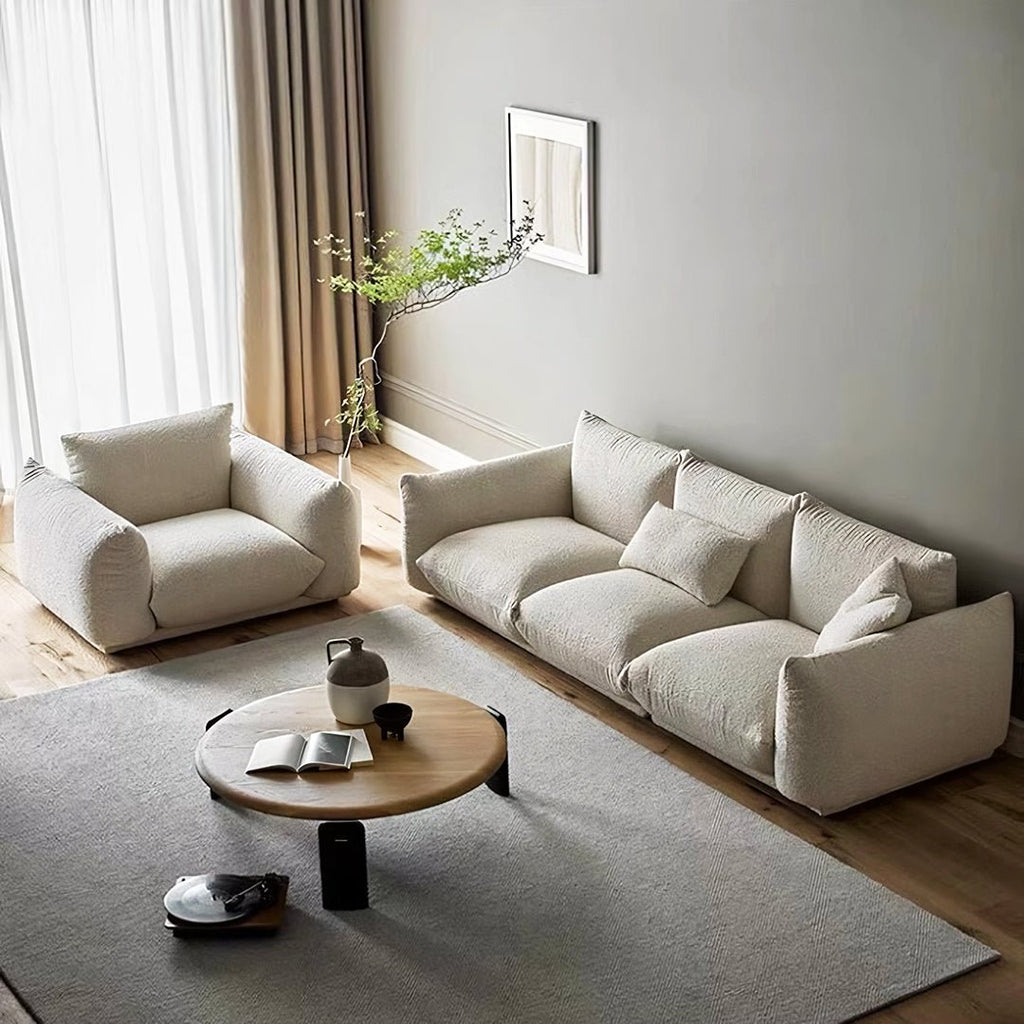 Isabella Two Seater, Three Seater Sofa, Boucle Or Velvet, White - Miola
