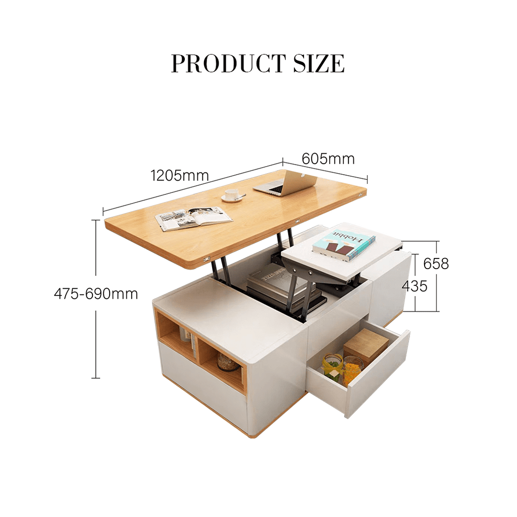 Ruby Lift Top Coffee Table, Multi - Functional Foldable Coffee Table - Miola