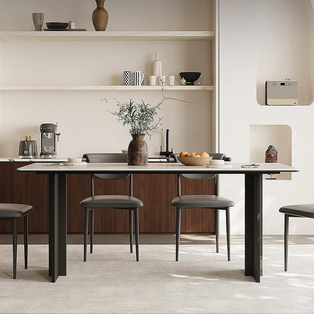 Hasegawa Dining Table, Sintered Stone With Black Legs - Miola