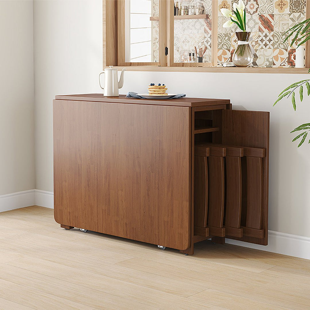 Salgado Folding Dining Table With Storage, Solid Wood - Miola