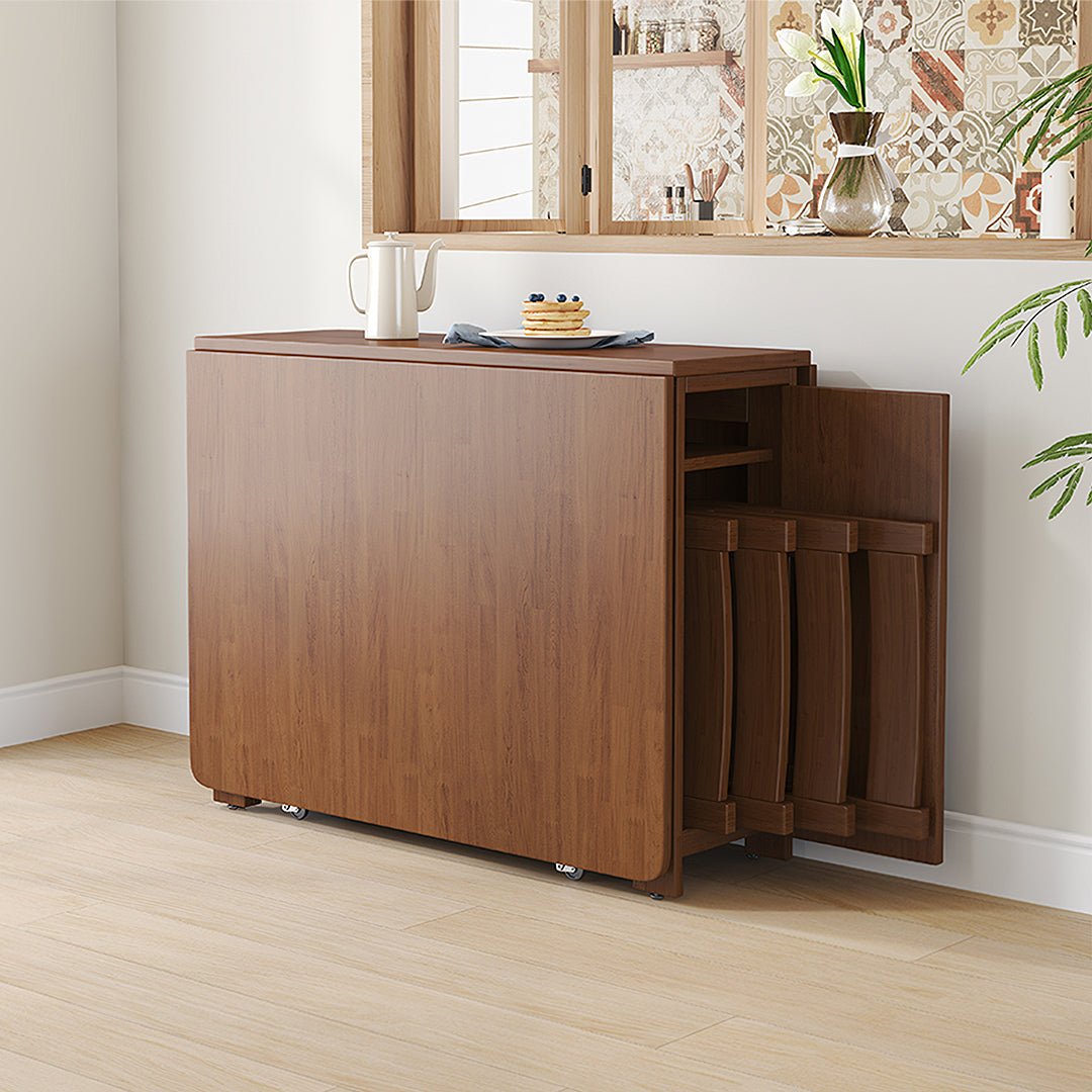Salgado Folding Dining Table With Storage, Solid Wood - Miola
