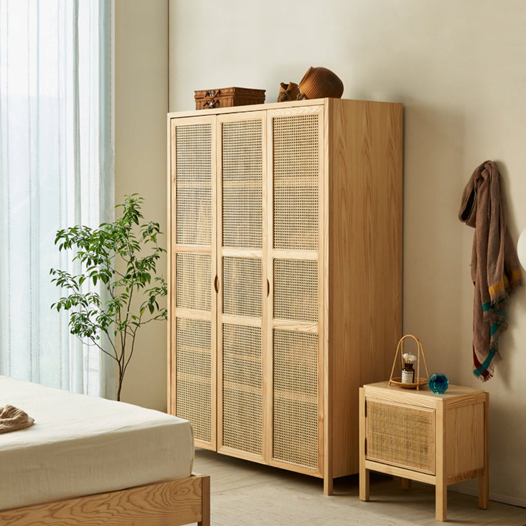 Amelia Rattan Wardrobe, Solid Wood & Rattan - Miola