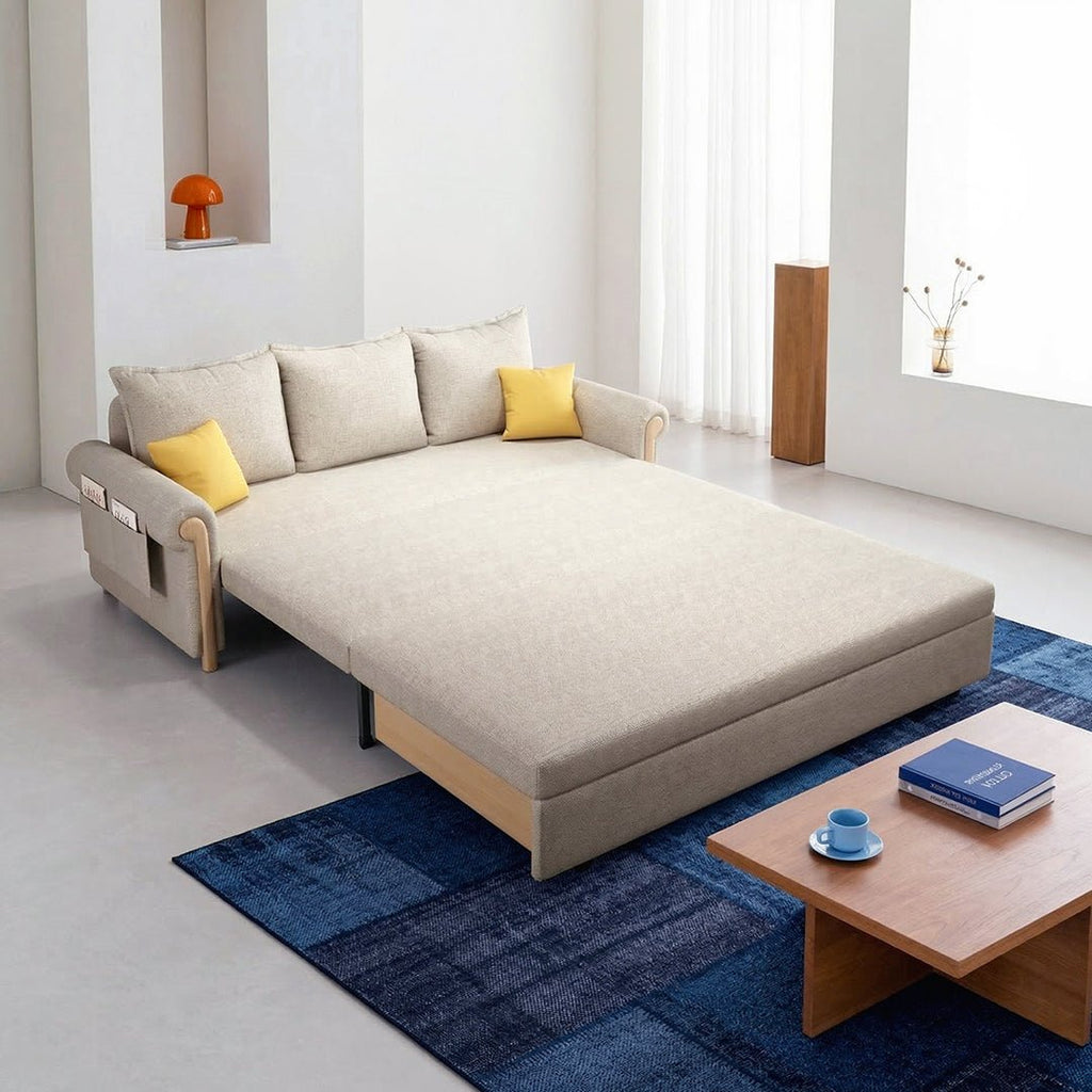 Braylene Two Seater Sofa Bed, Linen - Miola