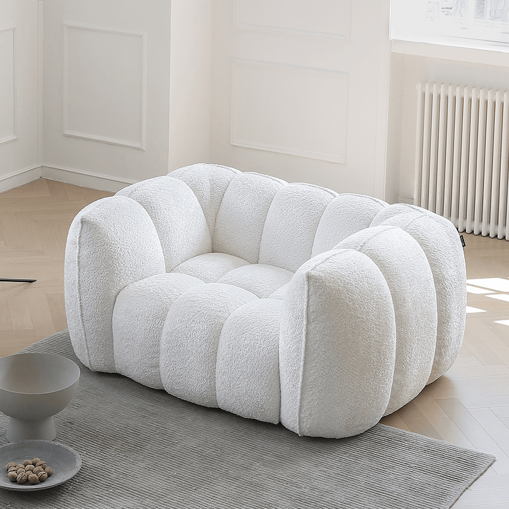 Oxley Pumpkin Single Seater Sofa, Armchair, White - Miola