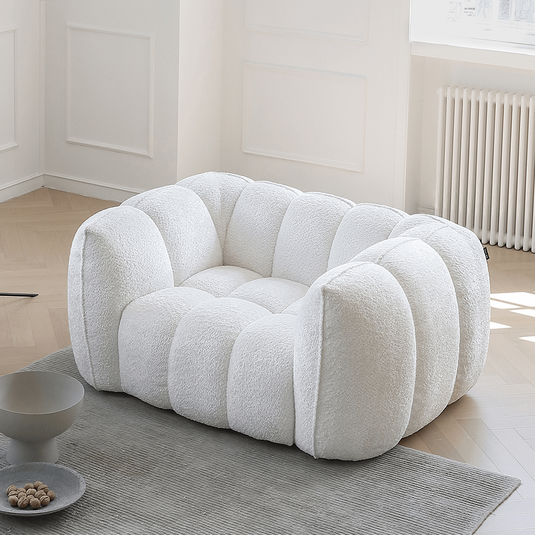 Oxley Pumpkin Single Seater Sofa, Armchair, White - Miola