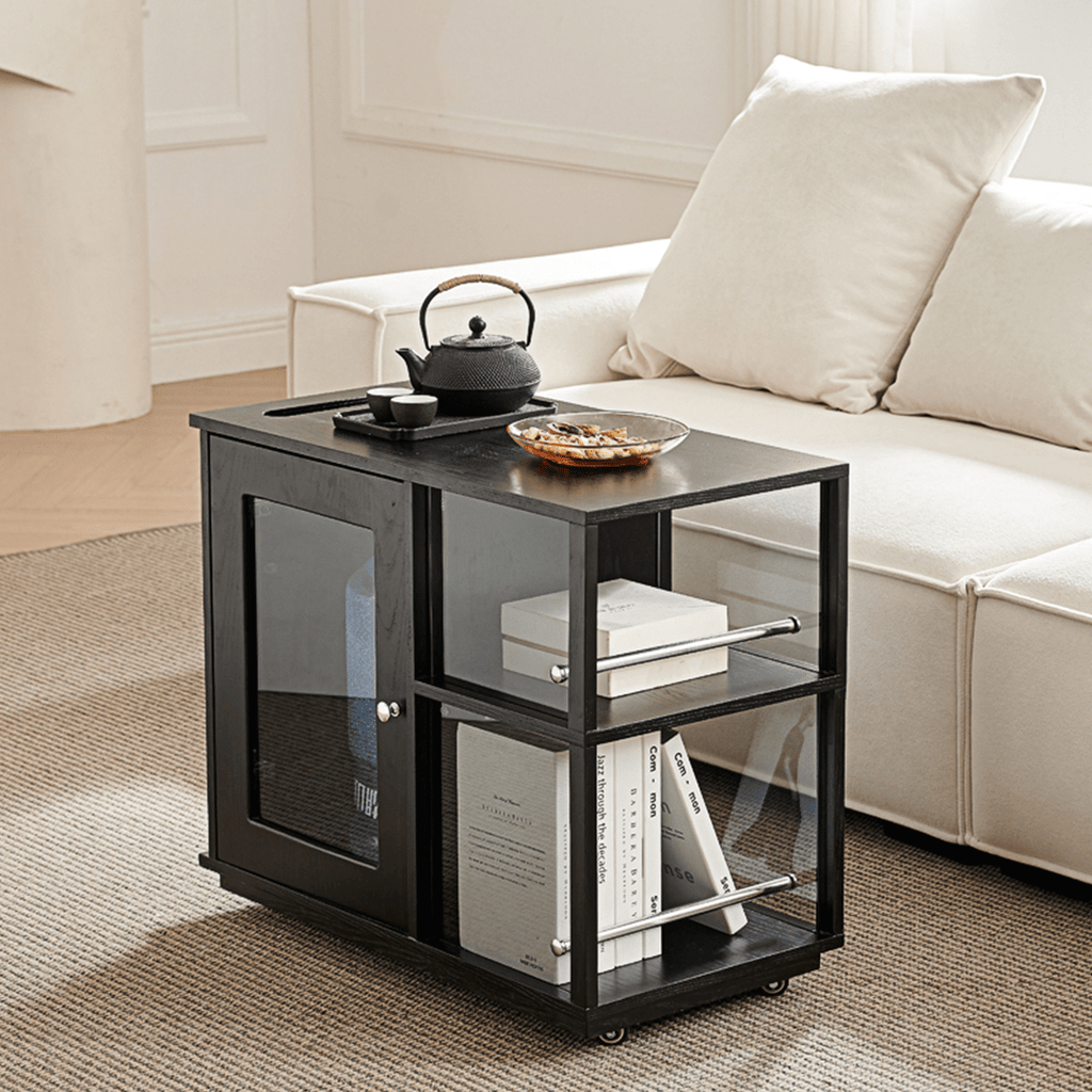 Aglaea Side Table With Storage, Black - Miola