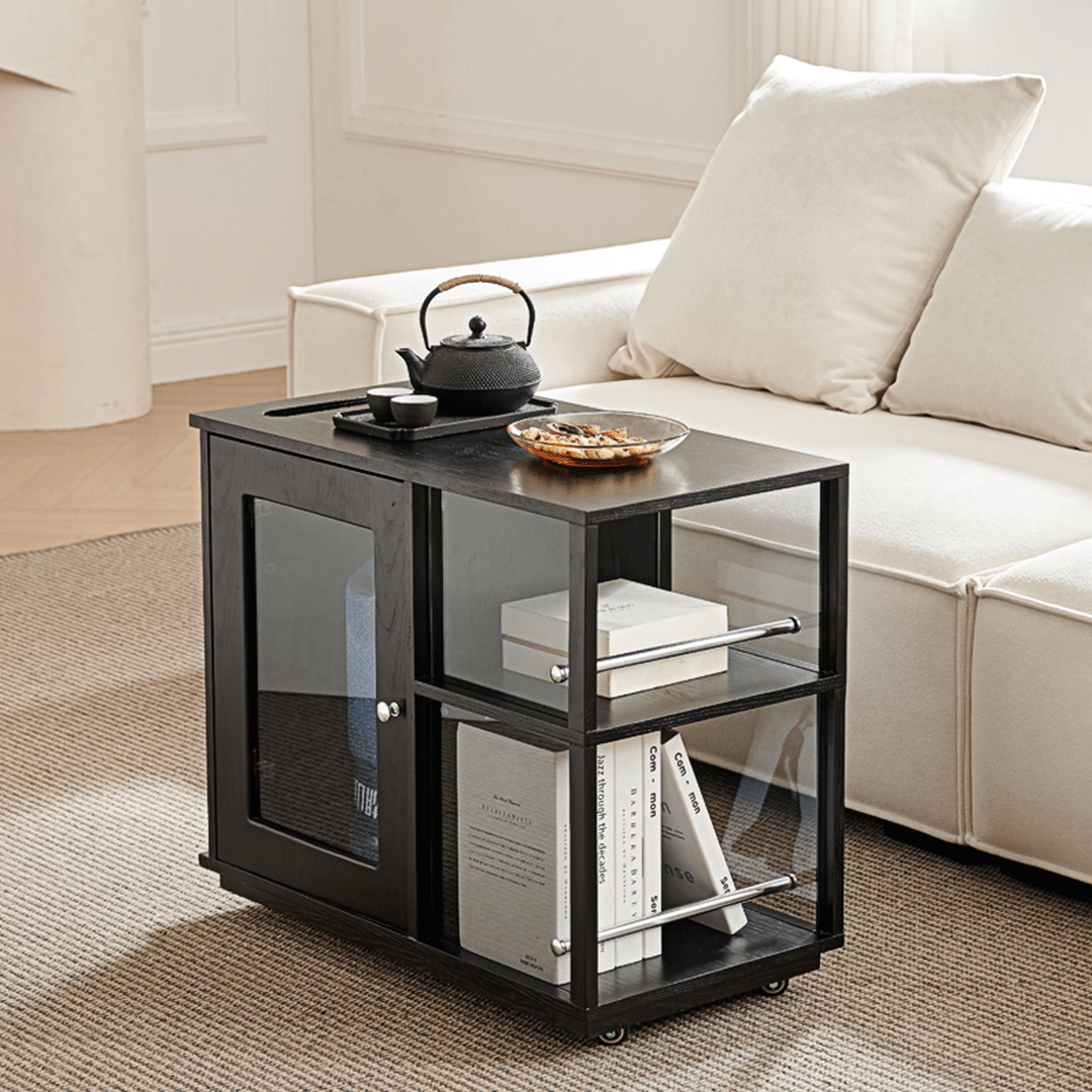 Aglaea Side Table With Storage, Black - Miola